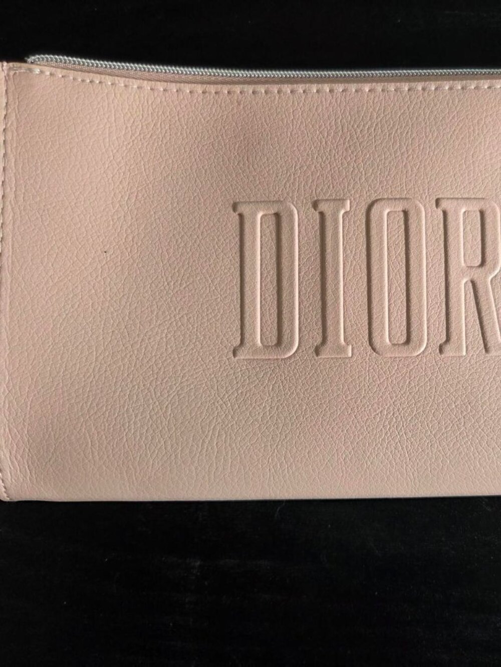 Dior Beauty Light Pink Embossed Leather Makeup Pouch Clutch Bag